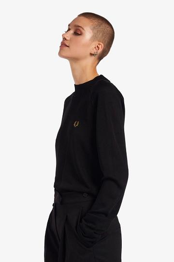 Fred Perry Rib Detail Jumper Naisten Neuleet Mustat | FI 1125OKIR